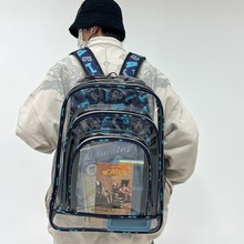 跨境新款透明雙肩包沙灘包時尚塗鴉書包防水大容量女士雙肩包背包