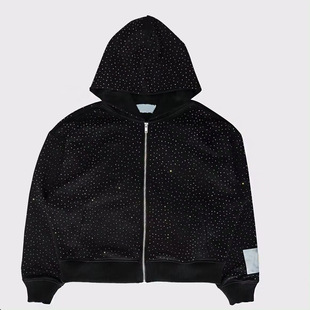 ȫϴˮf朠Cl rhinestone Zip up Hoodie