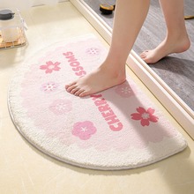 ios風家用仿羊絨浴室吸水地墊衛生間門口入戶防滑半圓形門墊批發