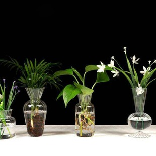 廠家供應條紋波浪玻璃花瓶條紋花瓶日式手作干花瓶玻璃插花瓶擺件