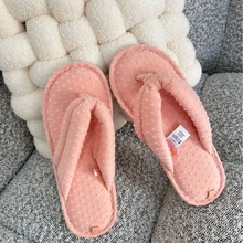 夏季女士人字拖純棉汗布提花夾角居家暖氣房拖鞋