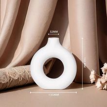 爆款北歐現代甜甜圈陶瓷花瓶擺件創意陶瓷工藝品客廳插花家居花器