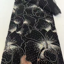新重工珠綉盤帶網紗鑽石珠珠子亮片滿幅多色婚紗禮服綉花面料lace