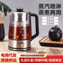 新款煮茶器煮茶爐噴淋式電茶爐玻璃小型黑茶煮茶壺蒸汽泡茶壺家用