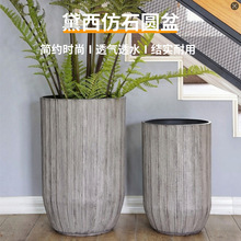 廠家批發跨境商超仿石塑料室內園藝超大高圓形綠植種樹高深花盆