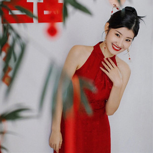 結婚晨袍女新娘婚禮新中式改良旗袍秋冬紅色國風高級感復古小禮服
