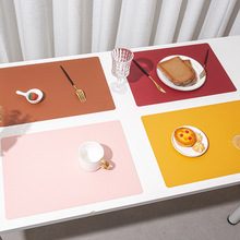 跨境純色皮革餐墊西餐墊餐桌墊雙色雙面長方形荔枝紋防油桌旗墊子