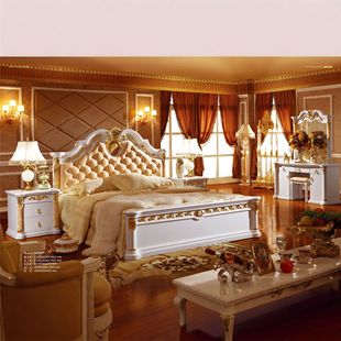 DeluxeSuperKingbedGoldcolorfurnitureleathersofaľ2*2.2