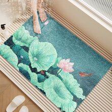 中式荷花絲圈吸水墊批發浴室防滑墊耐臟腳墊進門墊子入戶地墊代發