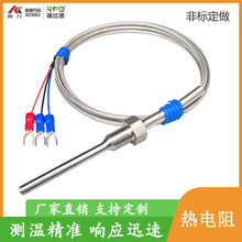 Pt100鉑熱電阻溫度傳感器 熱電偶四氟不銹鋼防水固定螺紋探頭