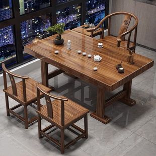 實木大板茶桌椅組合陽台家用客廳小戶型茶幾茶具套裝一體泡茶台桌