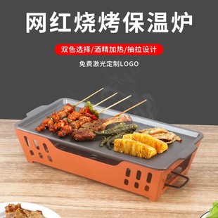 商用烤串爐熱串爐燒烤爐酒精加熱燒烤保溫爐網紅不沾盤烤肉羊排盤