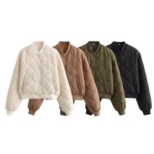 2023秋季新品歐美跨境女裝街頭時尚飛行員棉服夾克外套w050 9847