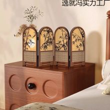 【冷裱耐磨】小屏風擺件中古風竹子新款桌面擺台畫折疊折高級感電