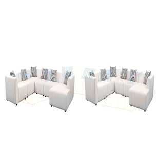 ÿһlWhite Microfiber 6-Piece Living Room Sofa Set