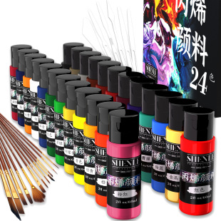 24色跨境亞馬遜丙烯顏料60ml工廠批發環保防水DIY塗鴉繪畫顏料
