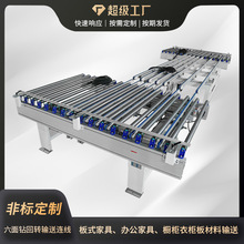 小型板式家具連線 封邊機輸送線 六面鑽回轉線連線 全自動運輸線