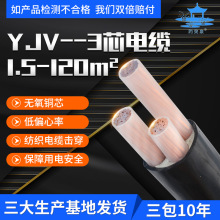趵突泉牌yjv3芯1.5-120質保10年YJV三芯無氧銅芯阻燃國標電力電纜