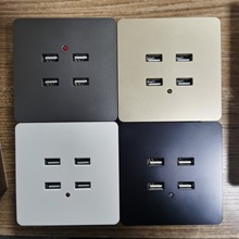 加工86型明裝36V兩孔USB牆壁插座暗裝220V轉5V四位手機快充電面板