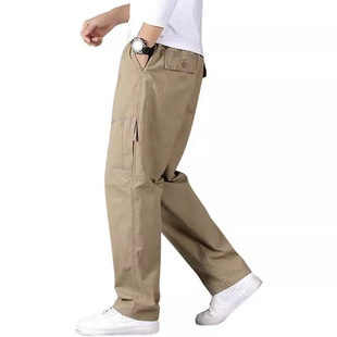 Cekaso Men's Cargo Pants Work Drawstring Cotton Casual P