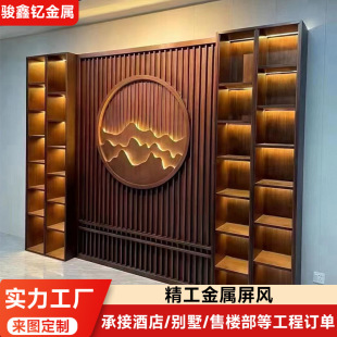 奢華新中式輕奢圖案不銹鋼屏風網紅高級感床頭裝飾批發