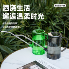 不銹鋼長嘴澆水壺透明刻度高顏值大容量花盆園藝綠植灑水壺澆花壺