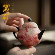 岩礦彩陶復古茶壺功夫茶具泡茶壺手工泡茶器家用單壺陶瓷過濾送禮