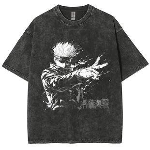 Anime Jujutsu Kaisen Gojo Satoru T Shirts Washed Men Women C