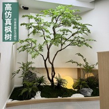 仿真綠楓樹雞爪槭枯山水盆景假樹落地擺件茶室室內綠植造景裝飾