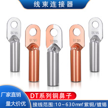 DT銅鼻子接線端子 紫銅線鼻子線耳DT-10/20/50平方鍍錫堵油銅接頭