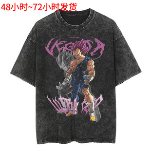 Japanese Anime Dragon Ball Print T Shirt Men Vintage Washed