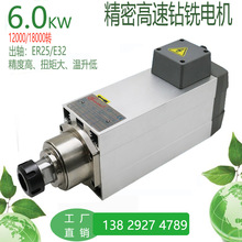 6.0KW18000轉高速電機木工鑽孔交流電主軸雕刻異步電動機鑽銑馬達