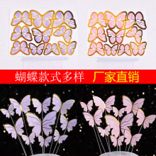 蝴蝶蛋糕裝飾插牌鐵藝唯美仙女燙金亞克力圓牌生日烘焙插件