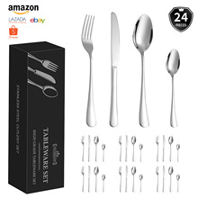 cutlery set跨境亞馬遜1010不銹鋼餐具套裝4主件24件套刀叉勺套裝