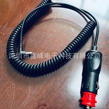 直銷2芯歐規點煙器彈簧線DC5521彎頭充電螺旋線高功率車充電源線