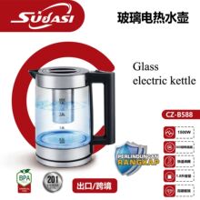 歐規外貿家用玻璃高硼硅帶過濾網GLASS 1.8L廉江燒開電熱水壺工廠