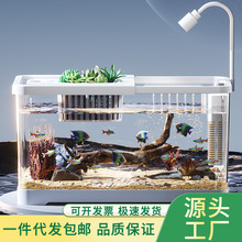魚缸家用客廳水族箱全套造景生態桌面養魚缸小型辦公室帶蓋烏龜缸