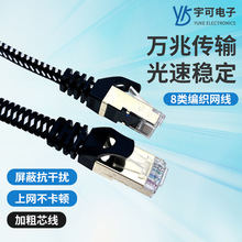 廠家8類成品網線萬兆純銅屏蔽線cat8類網絡跳線家用八類編織網線