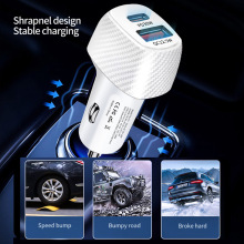 碳紋車載充電器a+c雙口超級快充pd30w汽車點煙器車充適用蘋果華為