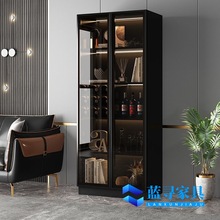 輕奢酒櫃靠牆儲物櫃現代簡約高檔餐邊櫃家用一體邊櫃玻璃門展示櫃