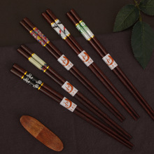 中式實木 家用廚房分色方形紅檀木筷 一人一筷 中式實木防霉防滑