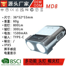 WARSUN MD8貓頭鷹頭燈多功能感應防水TYPE-C充電長續航帽夾燈定制