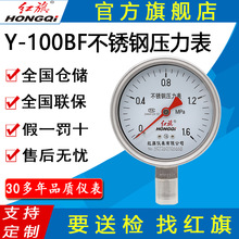 紅旗牌儀表Y-100BF/YBF100徑向耐高溫耐酸鹼防腐蝕 不銹鋼壓力表
