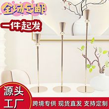 新款金屬燭台亞馬遜爆款電鍍電鍍香薰蠟燭杯燭台擺件三件套小燭台