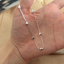 s925純銀愛心手鏈女ins森系甜美氣質簡約光面間隔心形高級感手飾