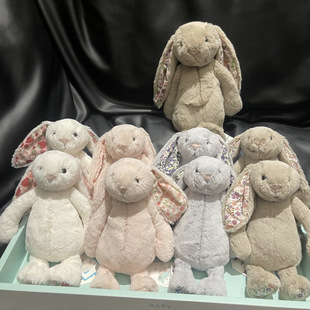 jc白色粉色邦尼兔碎花耳兔創意安撫型玩偶可愛邦尼兔毛絨玩具批發