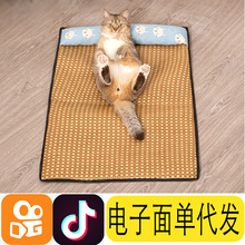 寵物涼席冰墊貓貓墊降溫狗墊透氣代發抖快電子面單亞馬遜寵物涼席