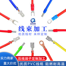 線束加工定做2.8 6.3插簧帶線 O型圈 U型叉 冷壓端子線 半剝上錫