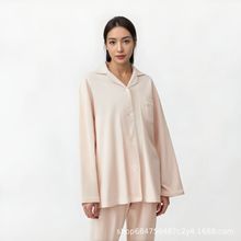 工廠批發睡衣套裝純棉兩用領日系無印風長袖寬松男女家居服套裝