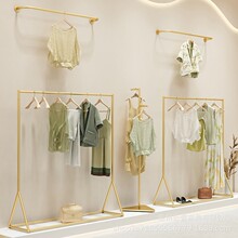服裝店專用衣架展示架金色掛衣桿架子落地式童裝貨架女裝店陳列架